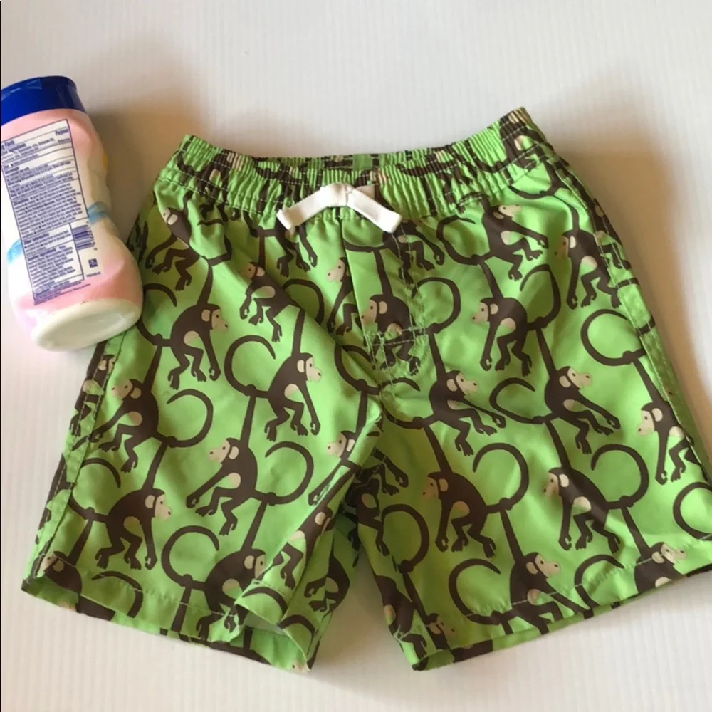 GapKids Boys Monkey Swim Trunks‎ Lime Green Size 6-9mos